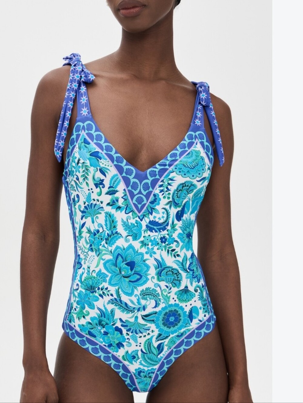 New!Beach Riot Blue Floral Tie-Shoulder One-Piece